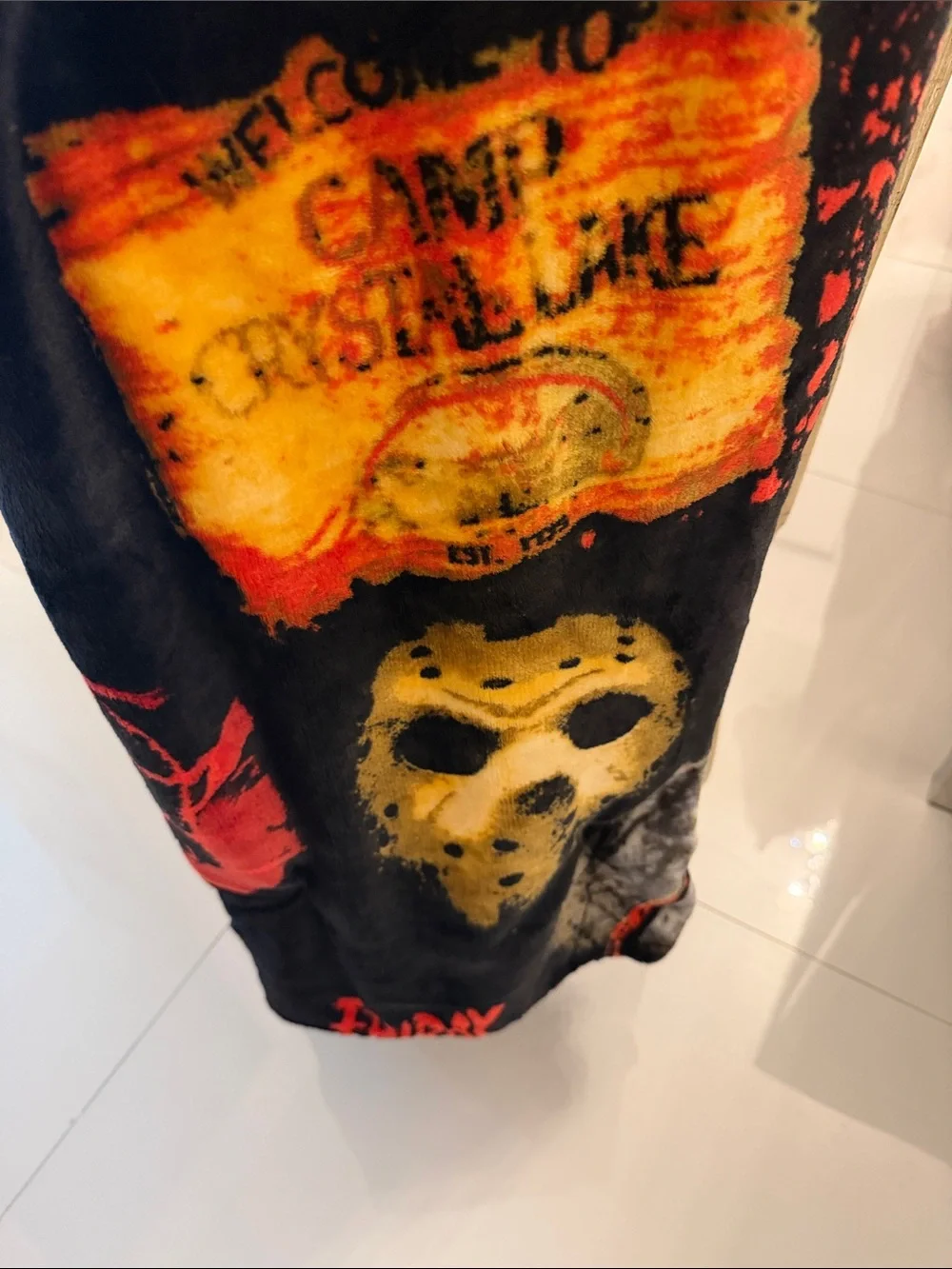 Warner Bros. Friday the 13th Black, Yellow & Red Horror Throw Blanket